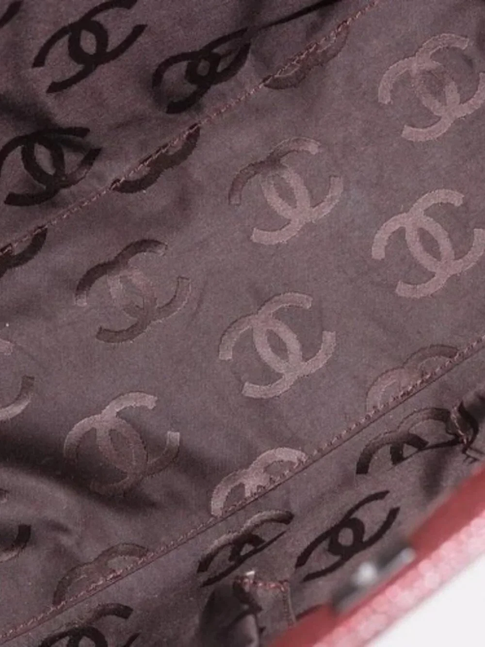 CHANEL Hand Bag Grained Calf Skin 2way Brown Silver CC Auth ka4946V